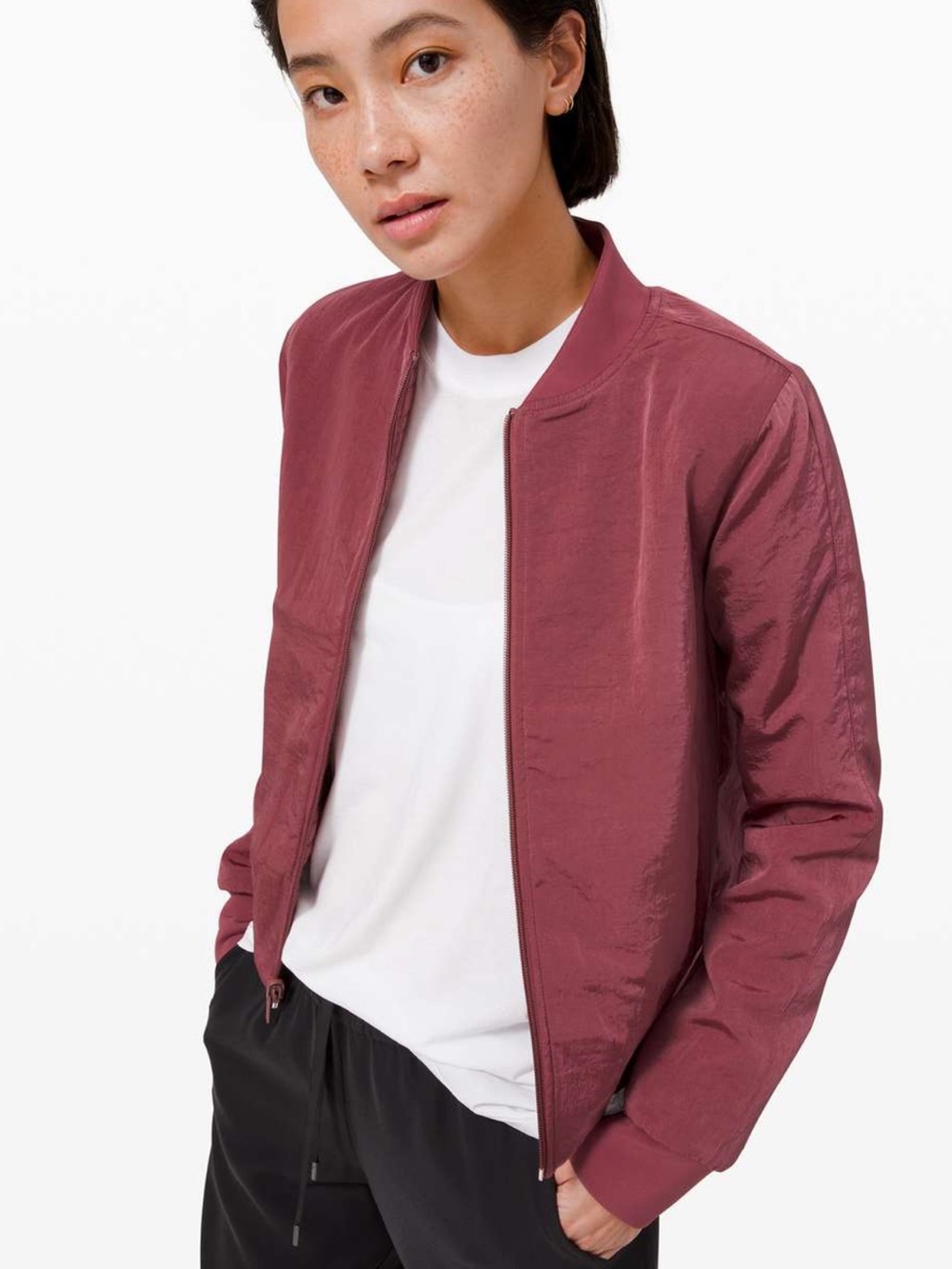 lululemon athletica Serene Travels Reversible Bomber Jacket in Red Chianti